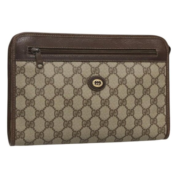 GUCCI GG Supreme Clutch Bag PVC Beige 97 01 037 Auth mr1199 - Picture 1 of 16